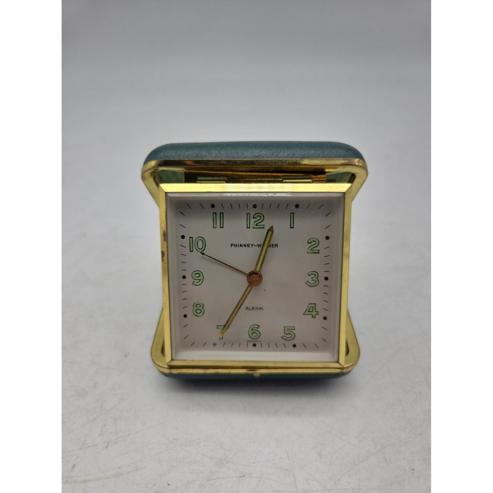 Vintage Phinney-Walker Germany Folding Wind-Up Travel Alarm Clock - Working